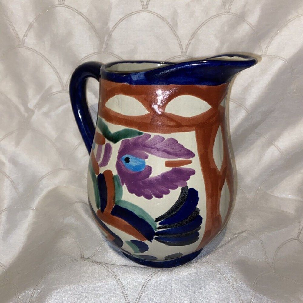 Tonala Vasquez Mexico Abstract Pattern Large Pitcher Jug Talavera - Picture 9 of 10